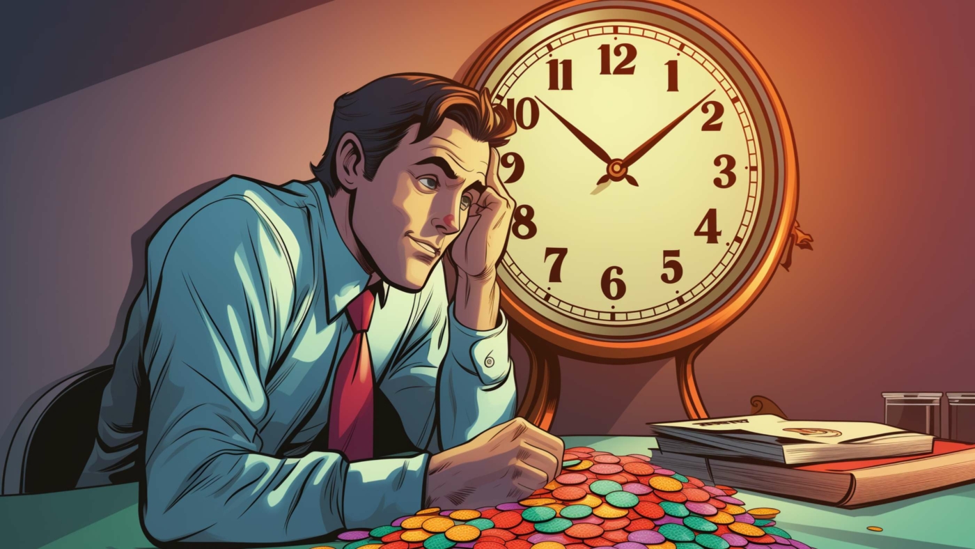 How Long Do Delta 8 Edibles Take To Kick In 11 Indacloud. Image Of Man Looking At A Clock With Jelly Beans In 7Cb9551B 8Fdf 4206 81E4 5C1F6Eb18Dfd